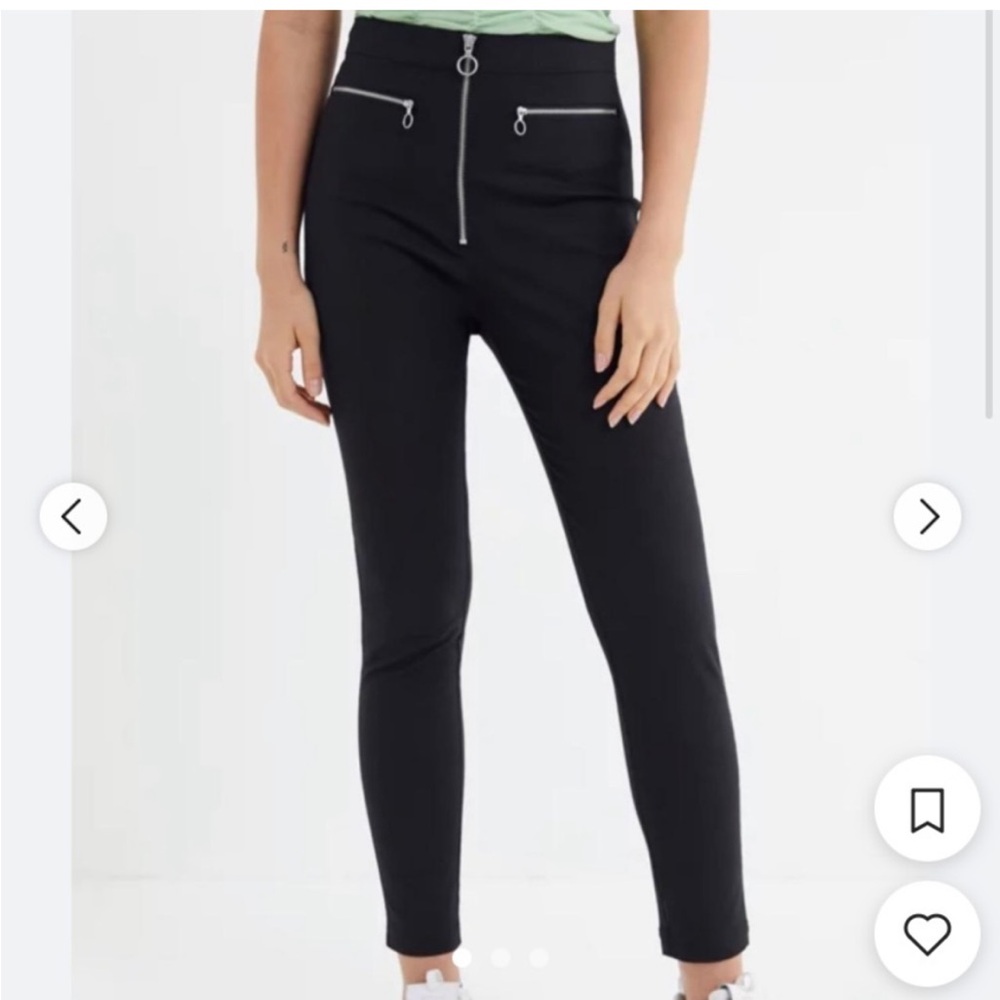 UO Susie Black High-Waisted Zipper Pants